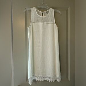 XL Knee length white lace/crochet white dress